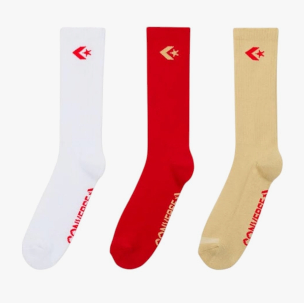 Converse 3 Pack Star Chevron Crew Socks L